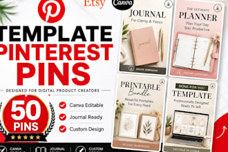 design pinterest pins for templates, journals and printable