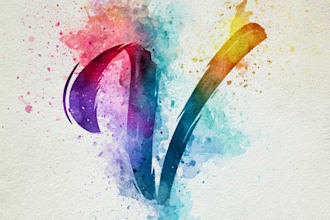 design a handrawn watercolor logo