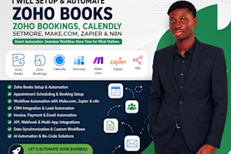 setup zohobooks zoho bookings calendly setmore make com zapier n8n automations