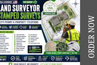 provide USA licensed land surveyor stamped survey for city permit and property