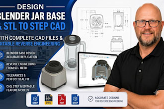 design blender jar base stl to editable step cad reverse engineering cad files