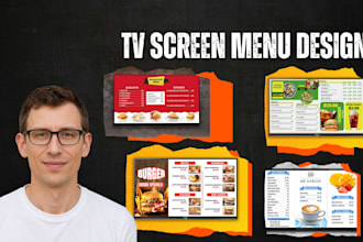 create modern tv screen menu design, digital menu board for restaurant or cafes