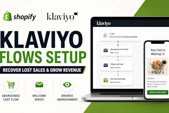 setup klaviyo abandoned cart, design welcome series, email marketing flow shopif
