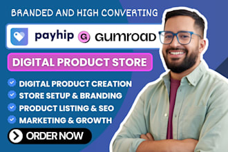 setup payhip store, gumroad digital product store, payhip website and membership