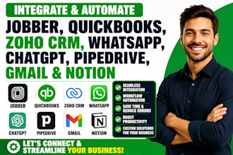 integrate jobber quickbooks zoho crm whatsapp chatgpt pipedrive gmail notion