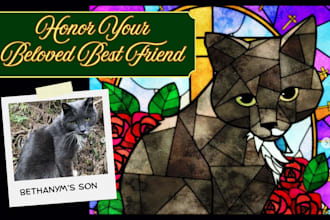 create a custom stained glass pet memorial illustration