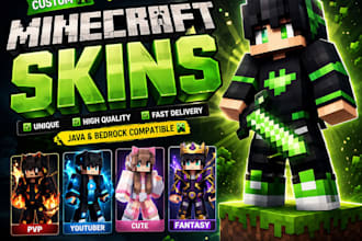 create a custom minecraft skin, avatar and pixel art character design