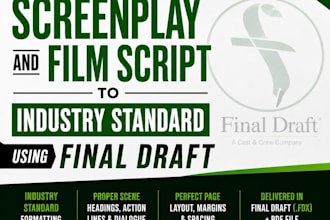 format your screenplay and film script to industry standard using final draft