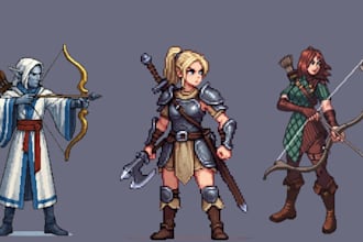 do isometric pixel art character, pixel art animation, sprite sheet, pixel art