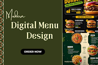 design modern digital menu for restaurants, cafes, drinks and food businesses