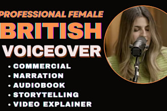 record american british female voice over, audiobook narration for your script