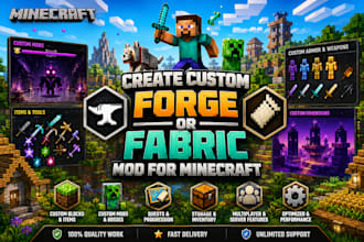 develop custom minecraft forge fabric mods and servers