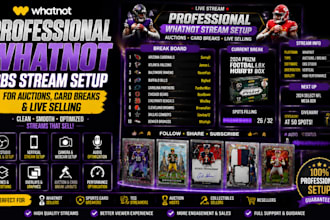 setup professional whatnot vertical stream with obs for auctions and card breaks