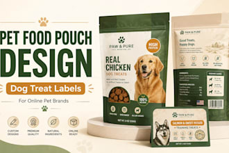 design pet food pouch packaging and dog treat label design for online pet brands