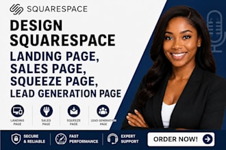 design squarespace landing page, sales page, squeeze page, lead generation page
