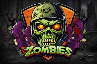 design an awesome zombies gunner logo in very short time