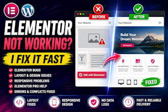 fix elementor bugs, errors and issues on wordpress website, elementor pro help
