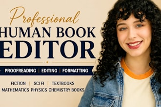 human book editor, proofread fiction book, sci fi, textbook formular book editor