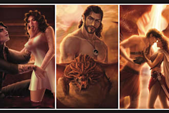 draw semi realistic nsfw couple art romance book cover fanart character design