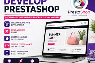 develop prestashop ecommerce store, fix bugs, errors, and custom modules