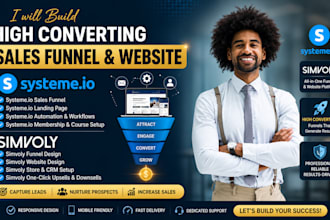 build a high converting systeme io sales funnel and simvoly website landing page