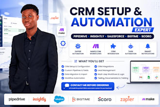 setup pipedrive insightly salesforce bigtime scoro make com zapier automation