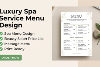 design editable restaurant spa gym therapy massage menu beauty salon price list