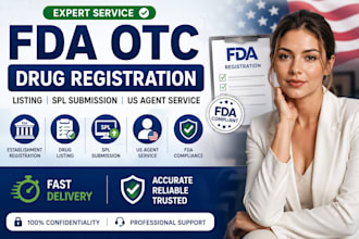 register fda otc drug registration listing and US agent service and label review