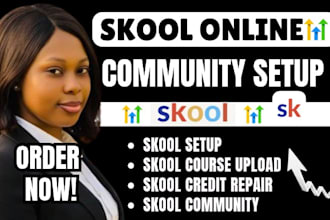 setup skool online community skool course upload skool credit repair