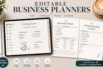 design printable coaching session real estate planner client onboarding planner