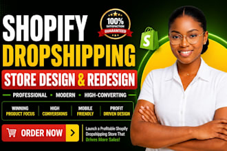 design shopify ecommerce website development, redesign online dropshopping store