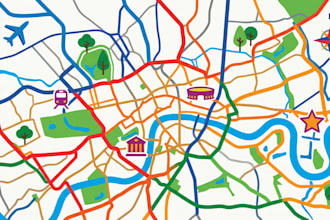 design custom vector map, travel maps, event maps and location maps