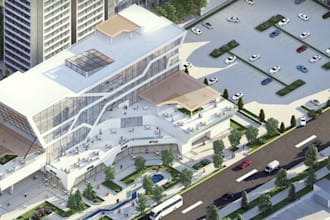 design mixed use commercial development, urban complex property, retail building