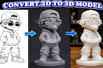 convert 2d image, logo, sketch, photo to 3d printable stl model for cnc