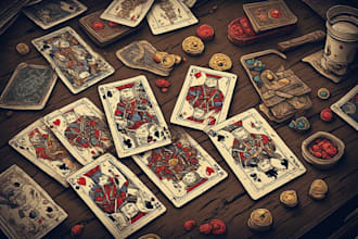 draw tarot cards board game illustration and fantasy card design