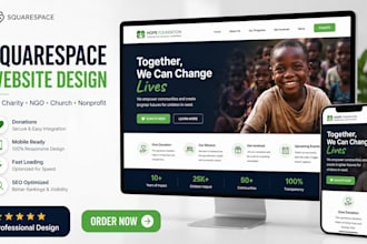 squarespace website development landing page donation non profit charity website