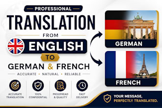translate english to german and french