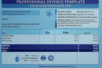 design professional automated excel invoice template