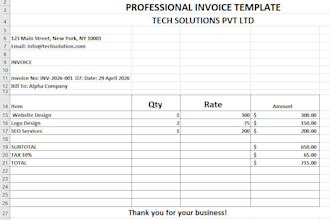 design professional automated excel invoice template