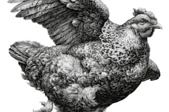 create a black and white pen and ink illustration
