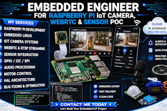 embedded engineer for raspberry pi iot camera, webrtc and sensor poc