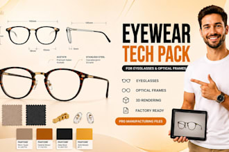 design eyewear tech pack for eyeglasses and optical frames and 3d rendering