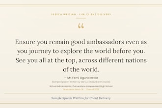 write professional speeches, devotions, poems and motivational content