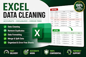 clean, format, merge, split excel data
