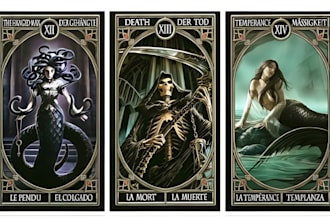 design custom card game art, tcg, tarot, oracle card and playing card game