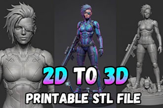 convert 2d photo or sketch to 3d printable figurine stl model image to stl cnc