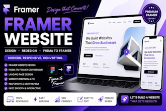 design framer website, landing page, figma to framer and framer website redesign