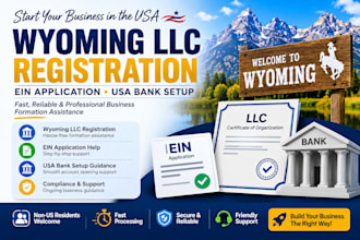 expand wyoming llc registration, USA bank setup and ein application help