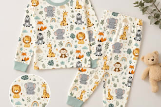 design cute seamless textile patterns for kids clothing