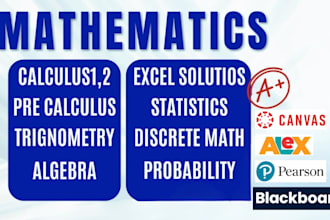 do mathematics statistics probability calculus college algebra excel projects